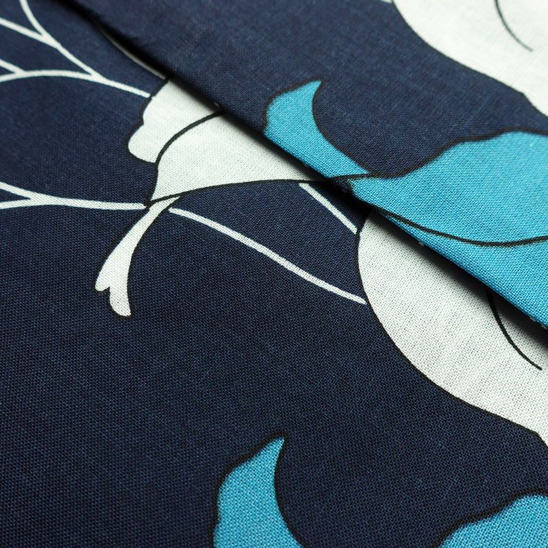 新品 浴衣 帯 2点セット 女性用 綿 平織 古典柄 浴衣 半幅帯 未使用品 百合 紺_画像13