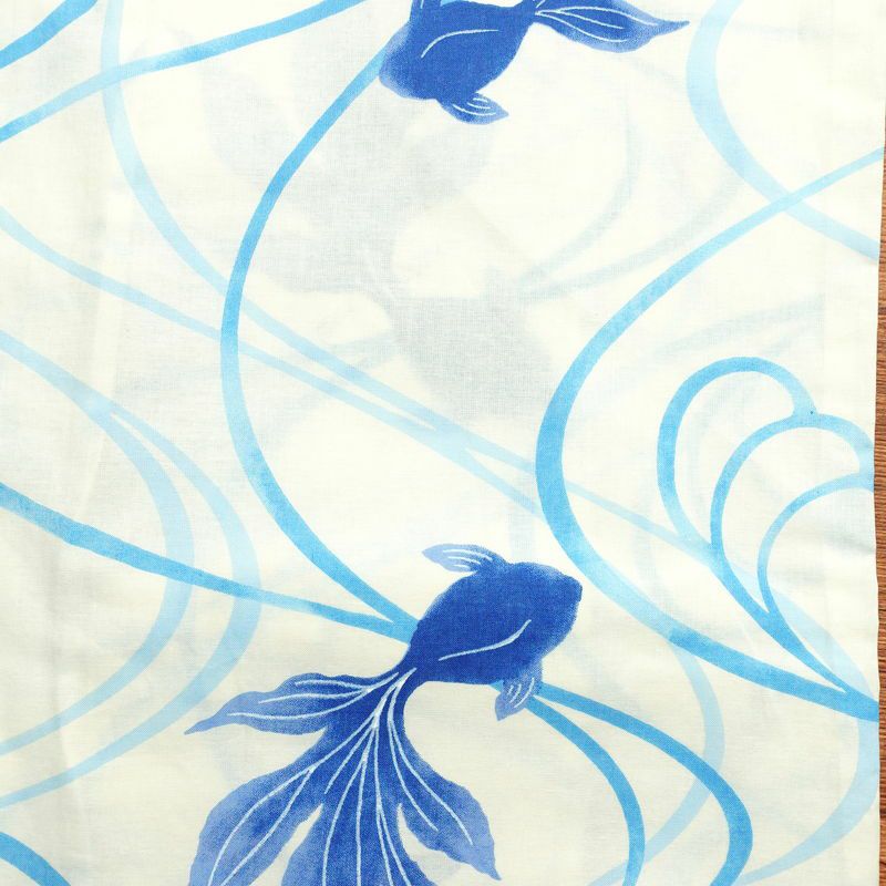 新品 浴衣 帯 2点セット 女性用 綿 平織 古典柄 浴衣 半幅帯 未使用品 金魚 青_画像4