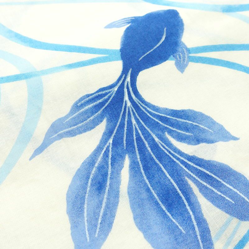 新品 浴衣 帯 2点セット 女性用 綿 平織 古典柄 浴衣 半幅帯 未使用品 金魚 青_画像5