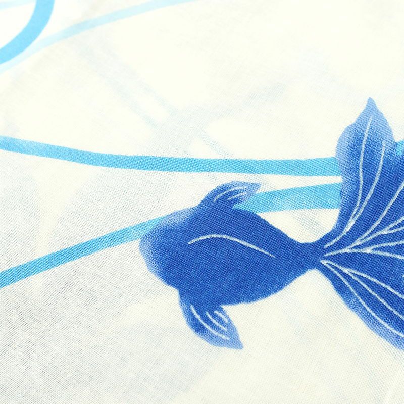 新品 浴衣 帯 2点セット 女性用 綿 平織 古典柄 浴衣 半幅帯 未使用品 金魚 青_画像8