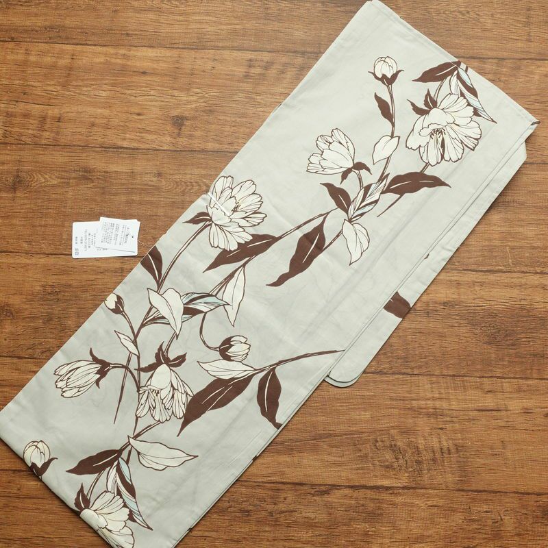 新品 浴衣 女性用 綿 平織 古典柄 浴衣 未使用品 花柄 グレー新品 浴衣 女性用 綿 平織 古典柄 浴衣 未使用品 花柄 グレー_2