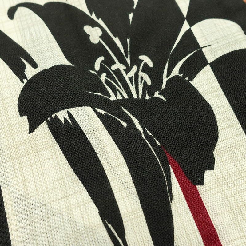 [訳あり]新品 浴衣 帯 2点セット 女性用 綿 平織 古典柄 浴衣 半幅帯 未使用品 黒縞百合_画像4