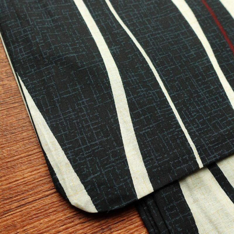 [訳あり]新品 浴衣 帯 2点セット 女性用 綿 平織 古典柄 浴衣 半幅帯 未使用品 乱縞 黒_画像8