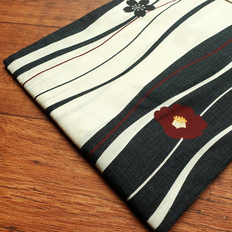 [訳あり]新品 浴衣 帯 2点セット 女性用 綿 平織 古典柄 浴衣 半幅帯 未使用品 乱縞 黒_画像13
