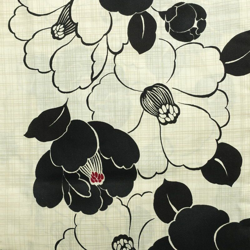 [訳あり]新品 浴衣 帯 2点セット 女性用 綿 平織 古典柄 浴衣 半幅帯 未使用品 花柄 黒 生成り_画像3