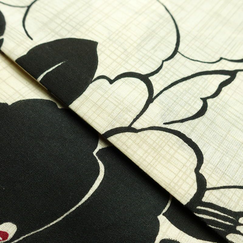 [訳あり]新品 浴衣 帯 2点セット 女性用 綿 平織 古典柄 浴衣 半幅帯 未使用品 花柄 黒 生成り_画像12