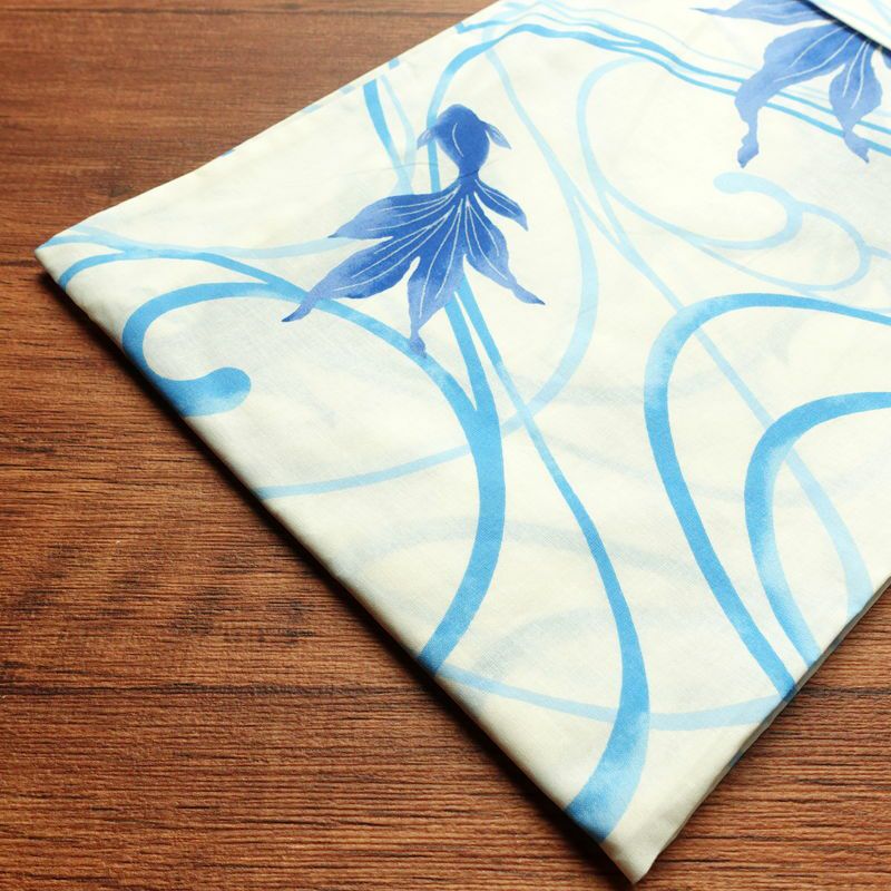 [訳あり]新品 浴衣 帯 2点セット 女性用 綿 平織 古典柄 浴衣 半幅帯 未使用品 金魚 青_画像14