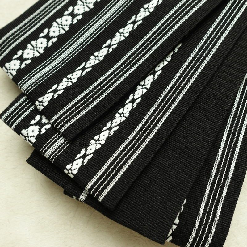 新品 綿角帯 献上柄 男帯 かくおび 手結び 袴下 浴衣 帯 メンズ 未使用品 黒_画像2