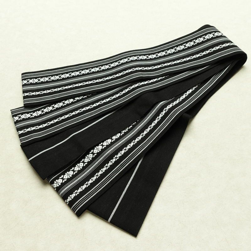 新品 綿角帯 献上柄 男帯 かくおび 手結び 袴下 浴衣 帯 メンズ 未使用品 黒_画像4