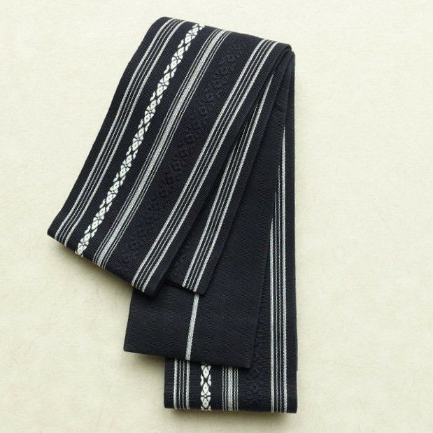 新品 綿角帯 献上柄 男帯 かくおび 手結び 袴下 浴衣 帯 メンズ 未使用品 紺_画像1