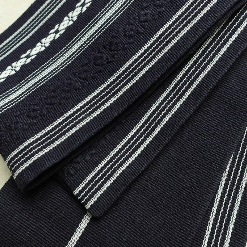 新品 綿角帯 献上柄 男帯 かくおび 手結び 袴下 浴衣 帯 メンズ 未使用品 紺_画像2