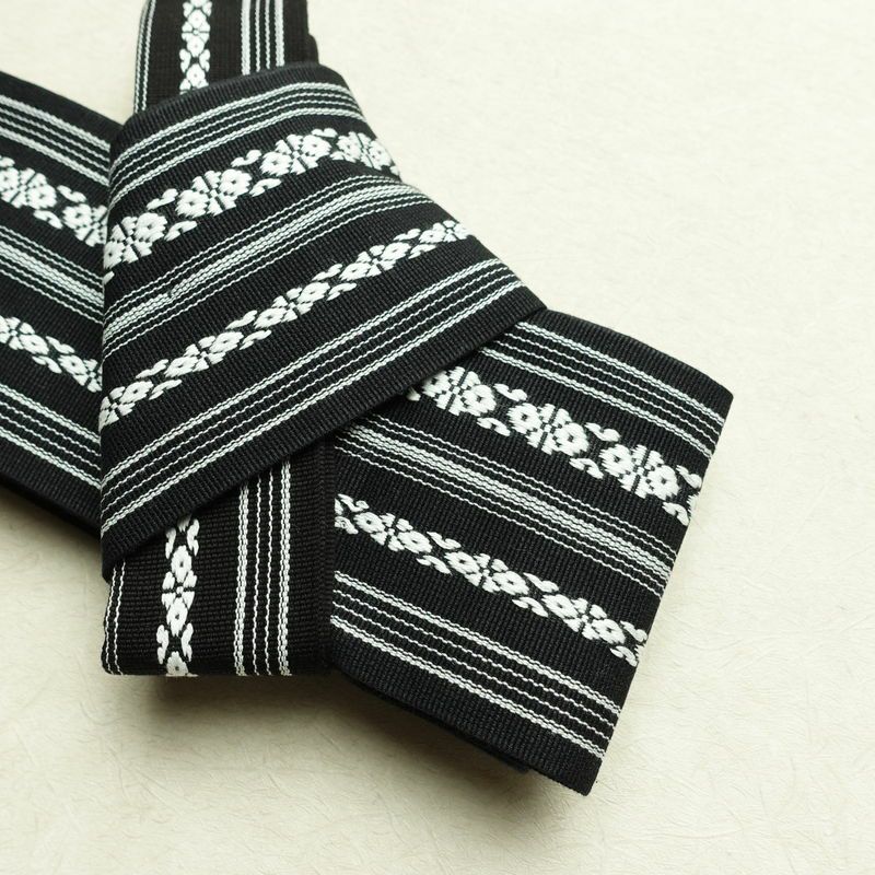 新品 男性用 帯 ワンタッチ角帯 献上柄 角帯 ワンタッチ 浴衣 袴下 かくおび 未使用品 黒_画像2