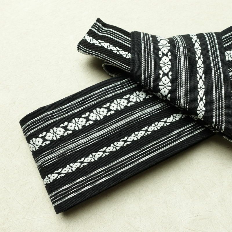 新品 男性用 帯 ワンタッチ角帯 献上柄 角帯 ワンタッチ 浴衣 袴下 かくおび 未使用品 黒_画像3