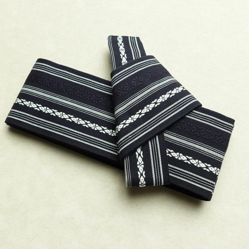 新品 男性用 帯 ワンタッチ角帯 献上柄 角帯 ワンタッチ 浴衣 袴下 かくおび 未使用品 紺_画像1