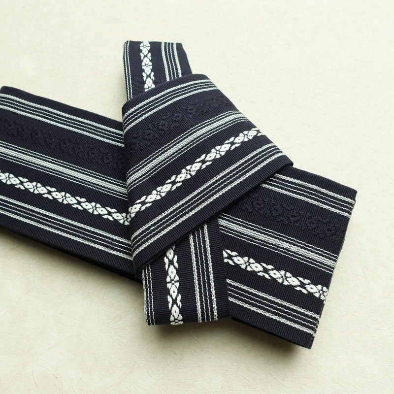 新品 男性用 帯 ワンタッチ角帯 献上柄 角帯 ワンタッチ 浴衣 袴下 かくおび 未使用品 紺_画像3