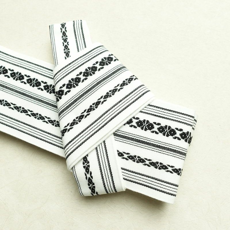 新品 男性用 帯 ワンタッチ角帯 献上柄 角帯 ワンタッチ 浴衣 袴下 かくおび 未使用品 白_画像2