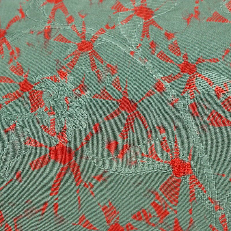 名古屋帯 全通柄 良品 正絹 古典柄 通し仕立て なごや帯 リサイクル帯 帯 緑・うぐいす色_画像3