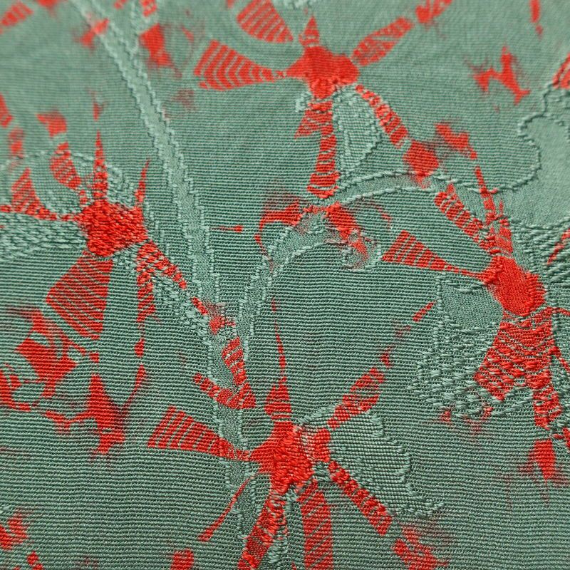 名古屋帯 全通柄 良品 正絹 古典柄 通し仕立て なごや帯 リサイクル帯 帯 緑・うぐいす色_画像4