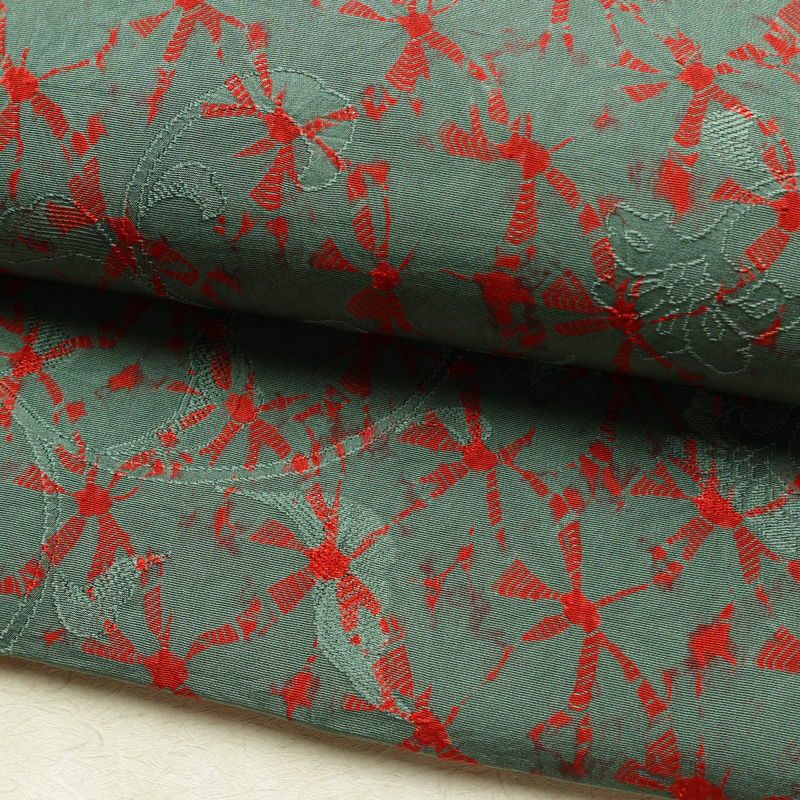 名古屋帯 全通柄 良品 正絹 古典柄 通し仕立て なごや帯 リサイクル帯 帯 緑・うぐいす色_画像8