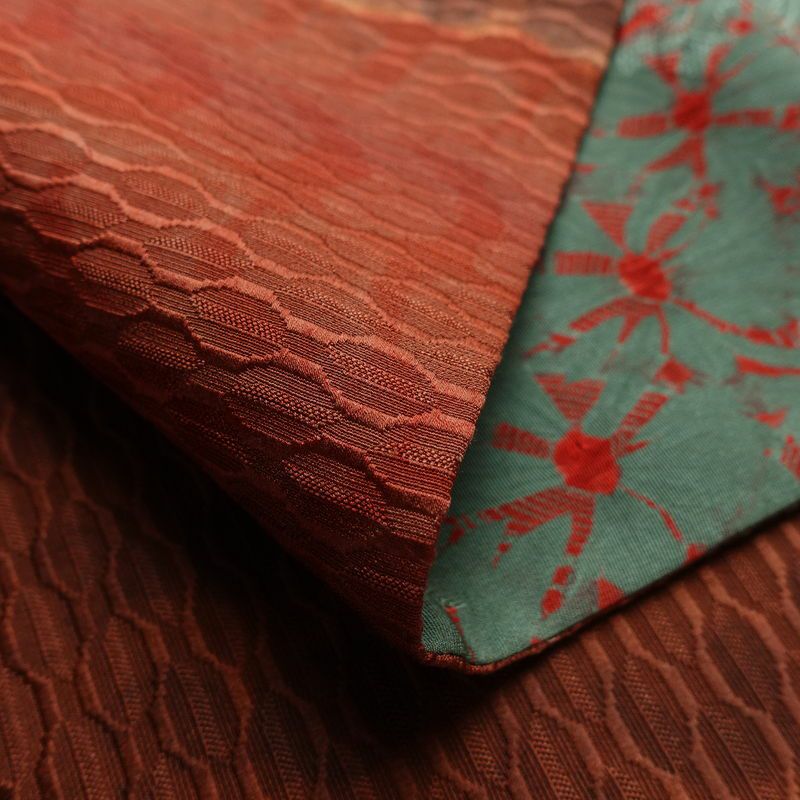 名古屋帯 全通柄 良品 正絹 古典柄 通し仕立て なごや帯 リサイクル帯 帯 緑・うぐいす色_画像11