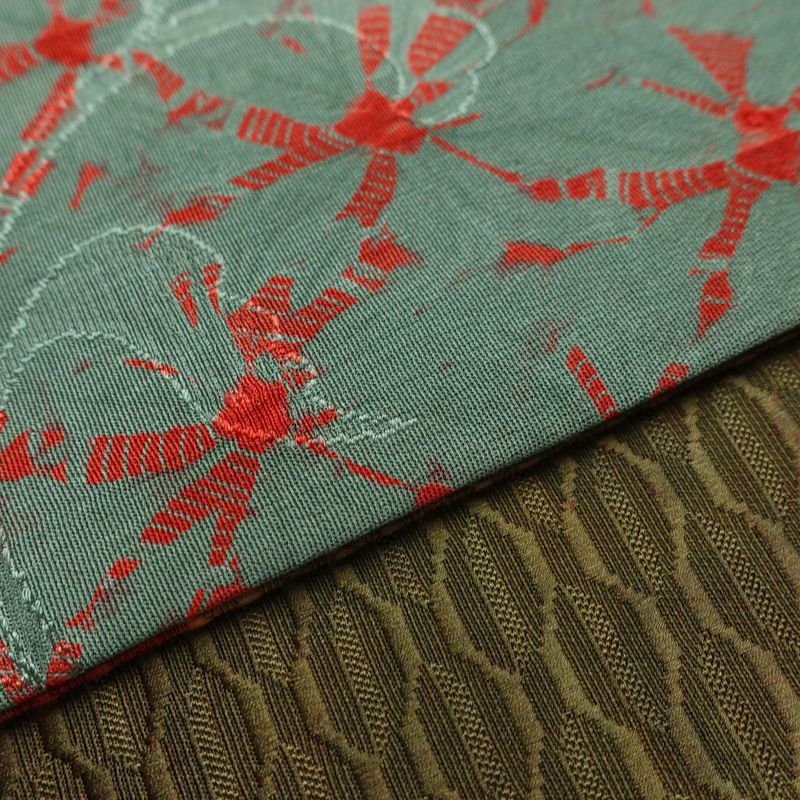 名古屋帯 全通柄 良品 正絹 古典柄 通し仕立て なごや帯 リサイクル帯 帯 緑・うぐいす色_画像14