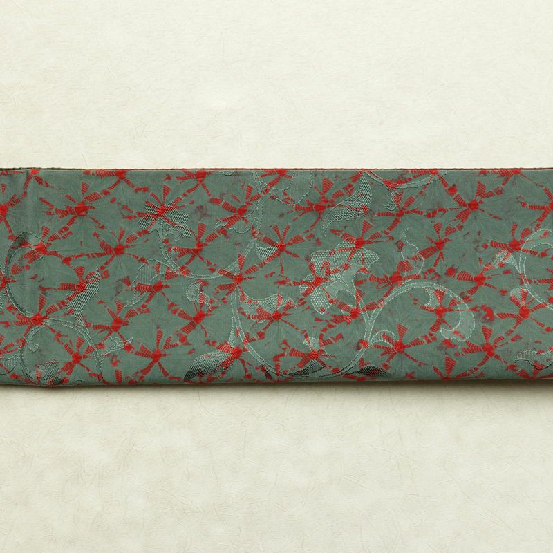 名古屋帯 全通柄 良品 正絹 古典柄 通し仕立て なごや帯 リサイクル帯 帯 緑・うぐいす色_画像16