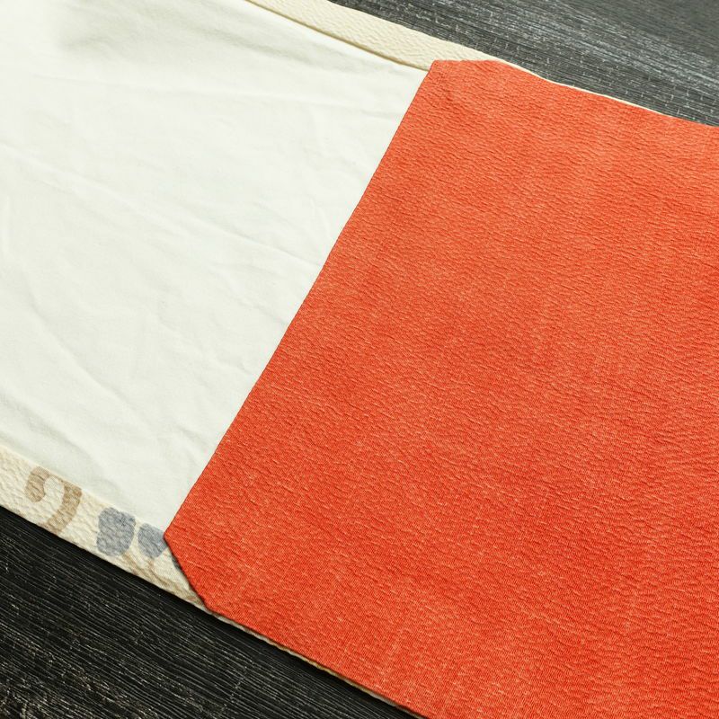 名古屋帯 全通柄 良品 ふくれ織 正絹 花柄 通し仕立て なごや帯 リサイクル帯 帯 クリーム_画像18