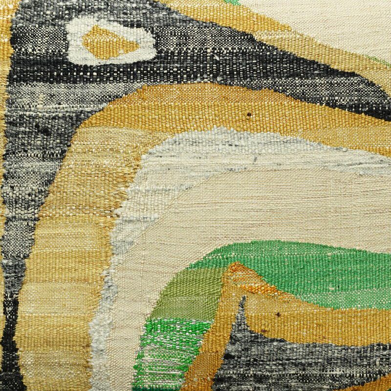 名古屋帯 太鼓柄 正絹 幾何学柄・抽象柄 松葉仕立て なごや帯 リサイクル帯 帯 シンプル 紬地 白_画像2