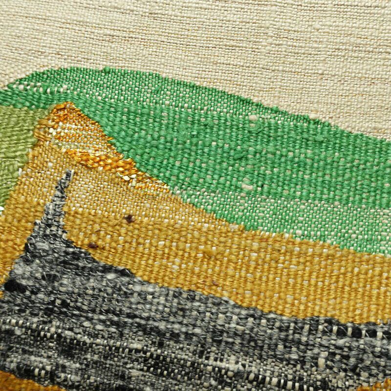 名古屋帯 太鼓柄 正絹 幾何学柄・抽象柄 松葉仕立て なごや帯 リサイクル帯 帯 シンプル 紬地 白_画像3