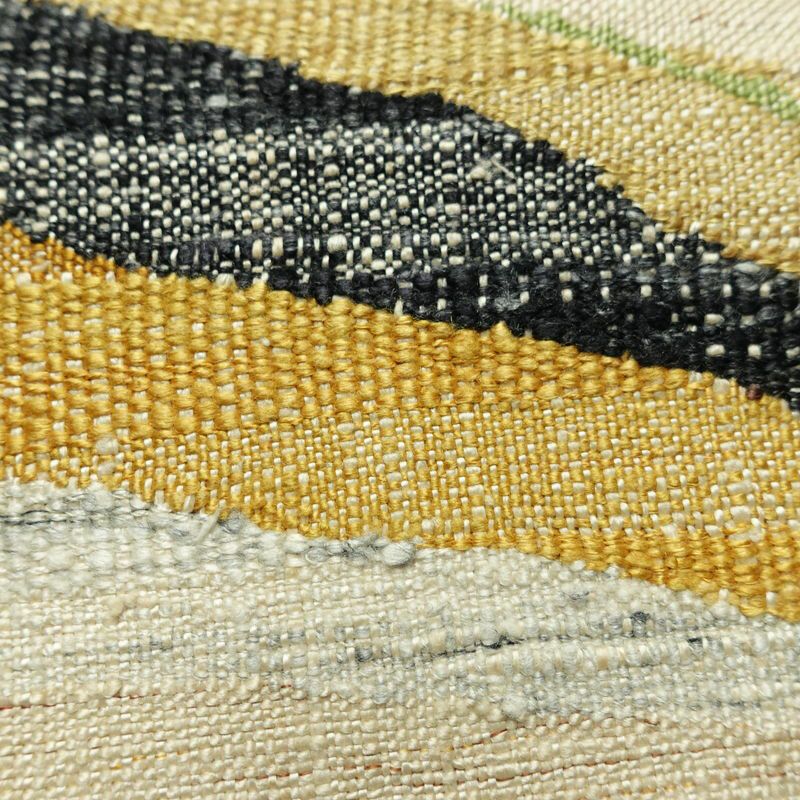 名古屋帯 太鼓柄 正絹 幾何学柄・抽象柄 松葉仕立て なごや帯 リサイクル帯 帯 シンプル 紬地 白_画像4