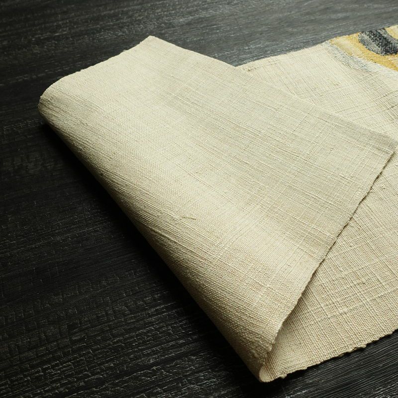 名古屋帯 太鼓柄 正絹 幾何学柄・抽象柄 松葉仕立て なごや帯 リサイクル帯 帯 シンプル 紬地 白_画像11