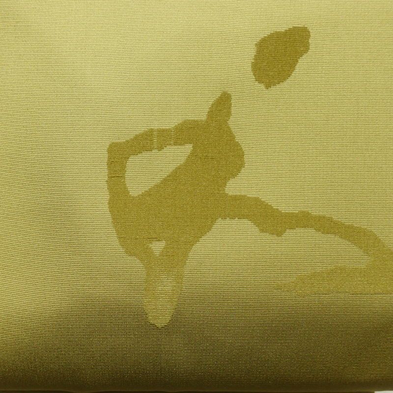 名古屋帯 太鼓柄 美品 正絹 その他の柄 名古屋仕立て なごや帯 リサイクル帯 帯 緑・うぐいす色_画像2