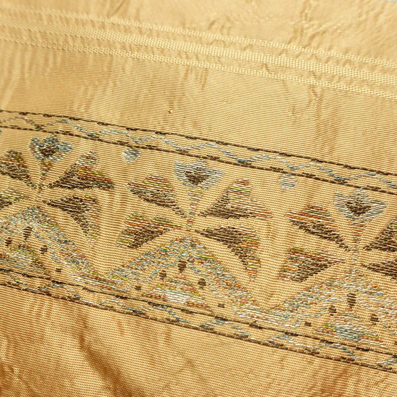 名古屋帯 六通柄 良品 正絹 縞柄・線柄 名古屋仕立て なごや帯 リサイクル帯 帯 ベージュ_画像3