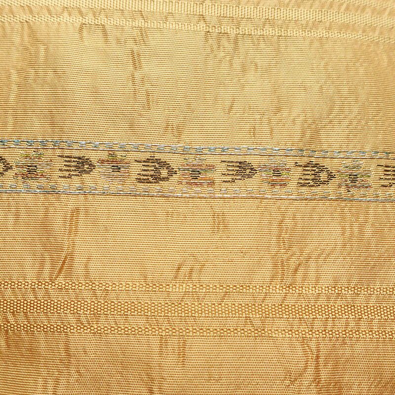 名古屋帯 六通柄 良品 正絹 縞柄・線柄 名古屋仕立て なごや帯 リサイクル帯 帯 ベージュ_画像4