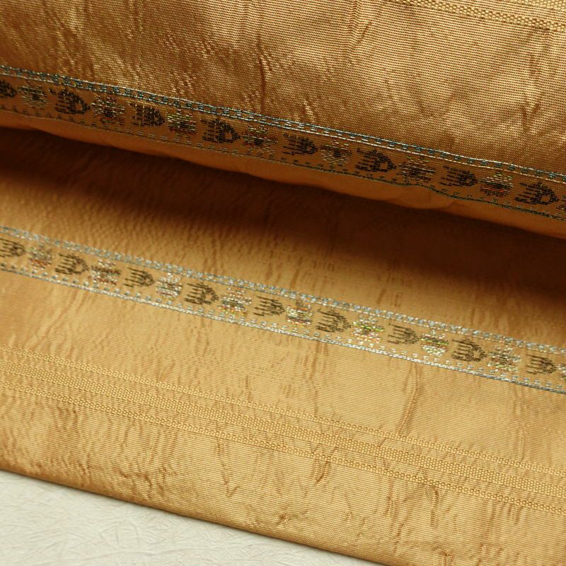 名古屋帯 六通柄 良品 正絹 縞柄・線柄 名古屋仕立て なごや帯 リサイクル帯 帯 ベージュ_画像7