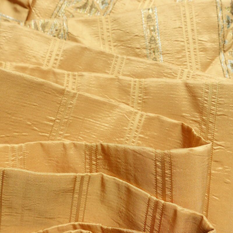 名古屋帯 六通柄 良品 正絹 縞柄・線柄 名古屋仕立て なごや帯 リサイクル帯 帯 ベージュ_画像18