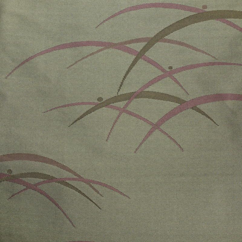 名古屋帯 全通柄 良品 正絹 木の葉・植物柄 名古屋仕立て なごや帯 リサイクル帯 露芝 帯 緑・うぐいす色_画像2