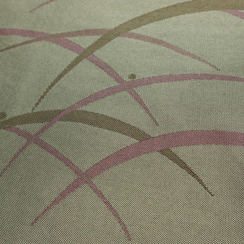 名古屋帯 全通柄 良品 正絹 木の葉・植物柄 名古屋仕立て なごや帯 リサイクル帯 露芝 帯 緑・うぐいす色_画像3