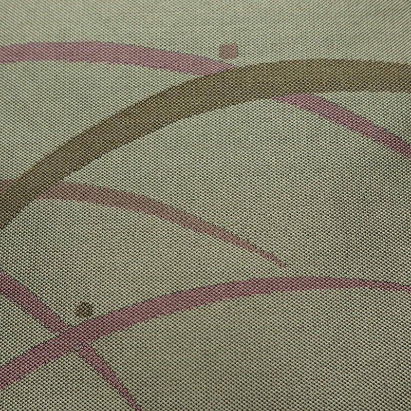 名古屋帯 全通柄 良品 正絹 木の葉・植物柄 名古屋仕立て なごや帯 リサイクル帯 露芝 帯 緑・うぐいす色_画像4