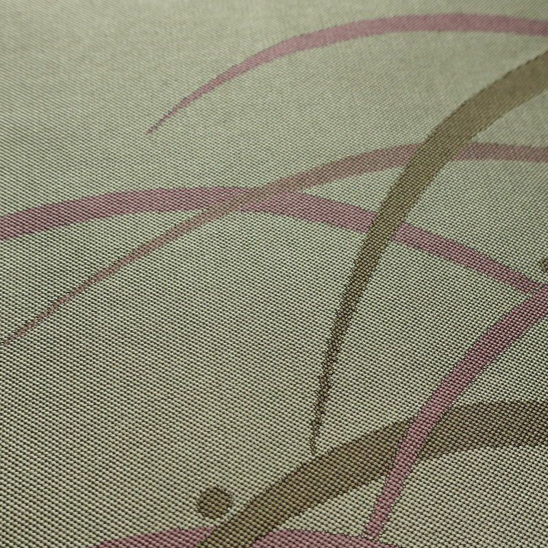 名古屋帯 全通柄 良品 正絹 木の葉・植物柄 名古屋仕立て なごや帯 リサイクル帯 露芝 帯 緑・うぐいす色_画像5