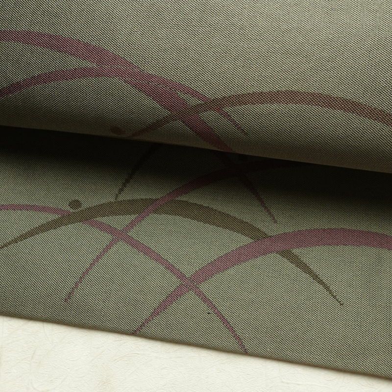 名古屋帯 全通柄 良品 正絹 木の葉・植物柄 名古屋仕立て なごや帯 リサイクル帯 露芝 帯 緑・うぐいす色_画像7