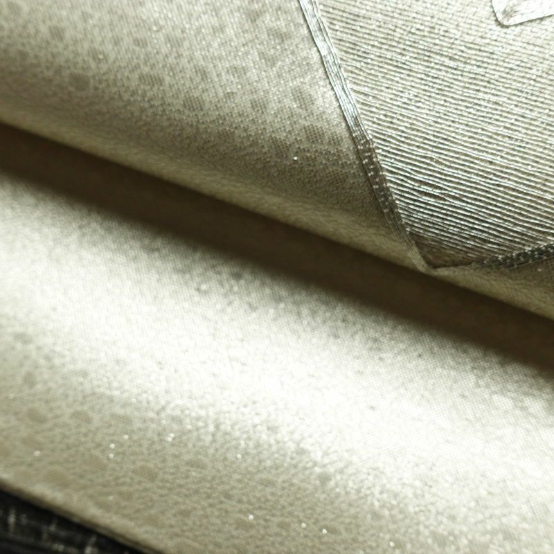 名古屋帯 太鼓柄 正絹 幾何学柄・抽象柄 名古屋仕立て なごや帯 リサイクル帯 銀駒刺繍 帯 刺繍 箔 金・銀_画像8