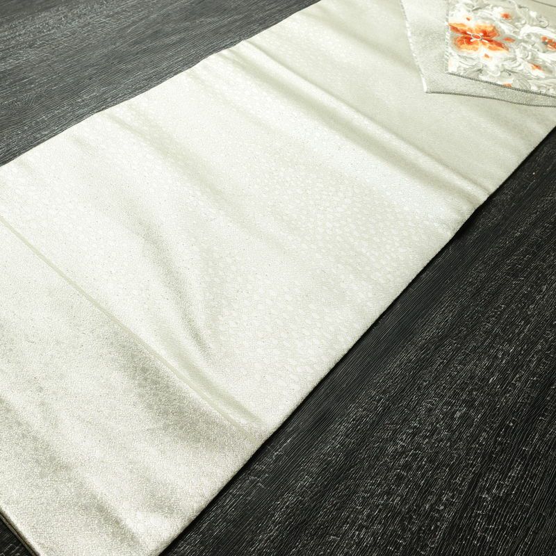 名古屋帯 太鼓柄 正絹 幾何学柄・抽象柄 名古屋仕立て なごや帯 リサイクル帯 銀駒刺繍 帯 刺繍 箔 金・銀_画像9