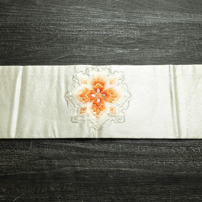 名古屋帯 太鼓柄 正絹 幾何学柄・抽象柄 名古屋仕立て なごや帯 リサイクル帯 銀駒刺繍 帯 刺繍 箔 金・銀_画像14