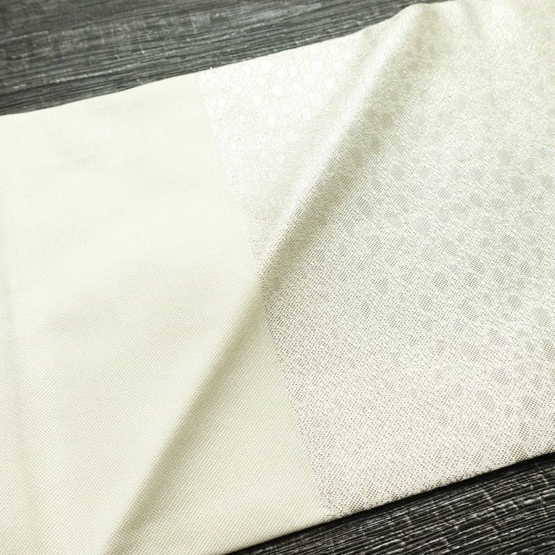 名古屋帯 太鼓柄 正絹 幾何学柄・抽象柄 名古屋仕立て なごや帯 リサイクル帯 銀駒刺繍 帯 刺繍 箔 金・銀_画像15