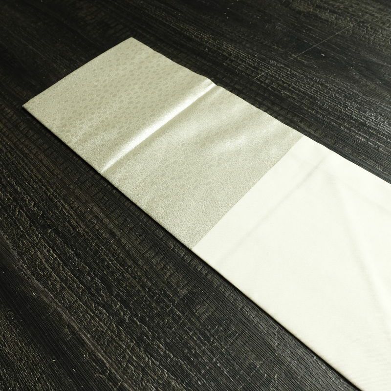 名古屋帯 太鼓柄 正絹 幾何学柄・抽象柄 名古屋仕立て なごや帯 リサイクル帯 銀駒刺繍 帯 刺繍 箔 金・銀_画像16