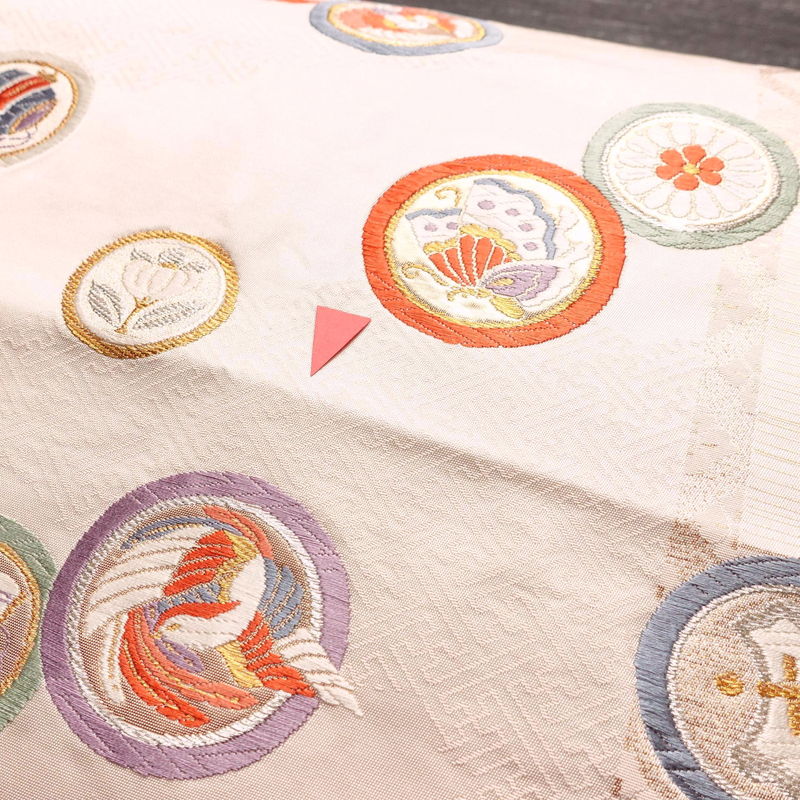 名古屋帯 太鼓柄 正絹 古典柄 名古屋仕立て なごや帯 リサイクル帯 帯 引箔 蝶 ピンク_画像8