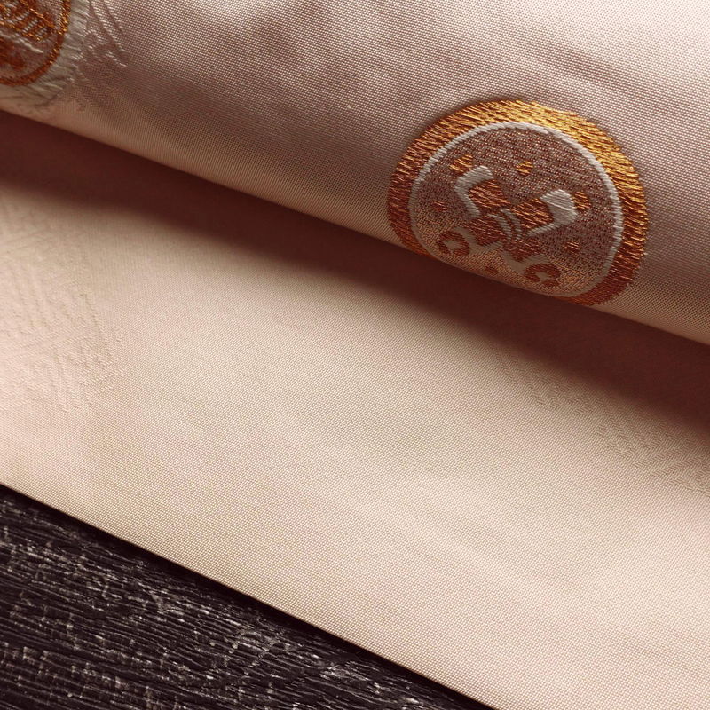 名古屋帯 太鼓柄 正絹 古典柄 名古屋仕立て なごや帯 リサイクル帯 帯 引箔 蝶 ピンク_画像9