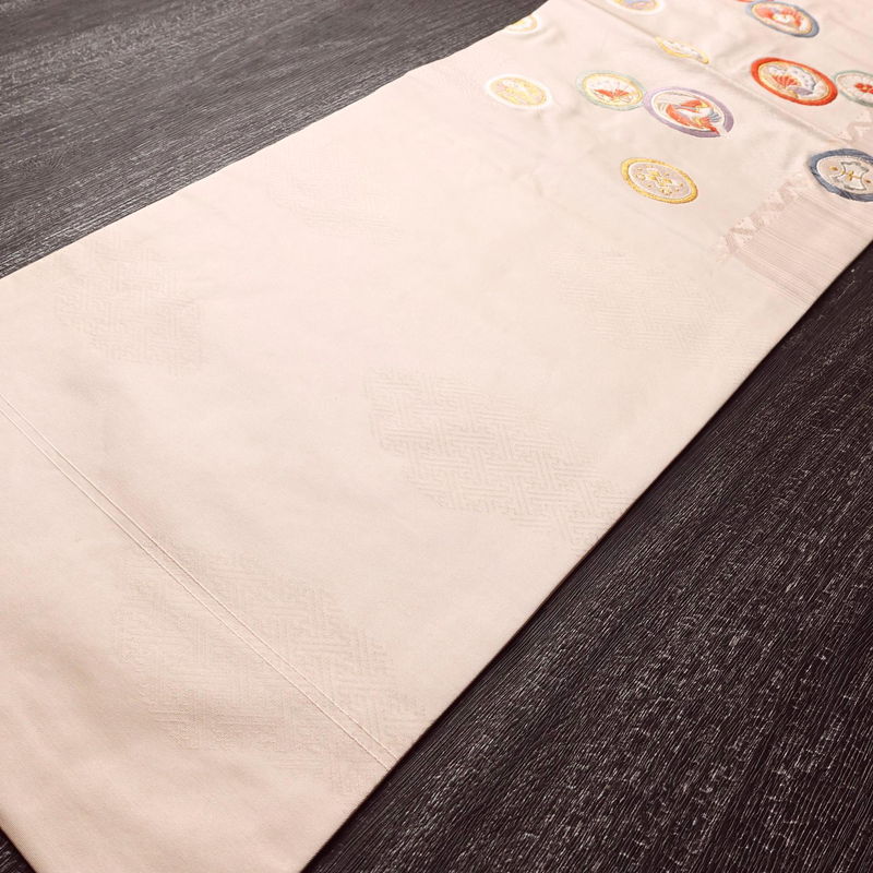 名古屋帯 太鼓柄 正絹 古典柄 名古屋仕立て なごや帯 リサイクル帯 帯 引箔 蝶 ピンク_画像10