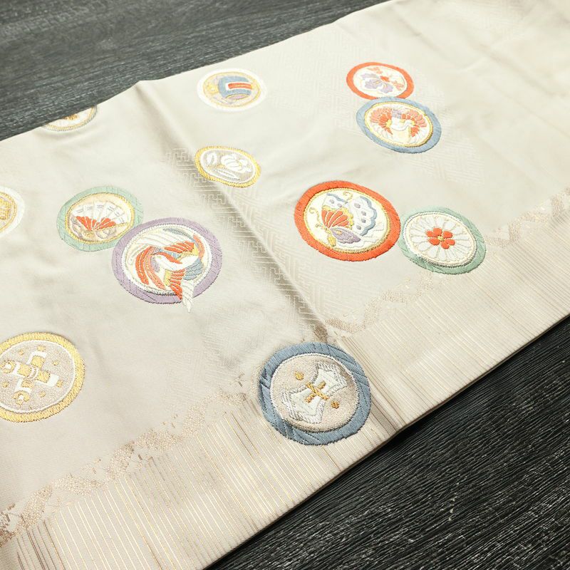 名古屋帯 太鼓柄 正絹 古典柄 名古屋仕立て なごや帯 リサイクル帯 帯 引箔 蝶 ピンク_画像13